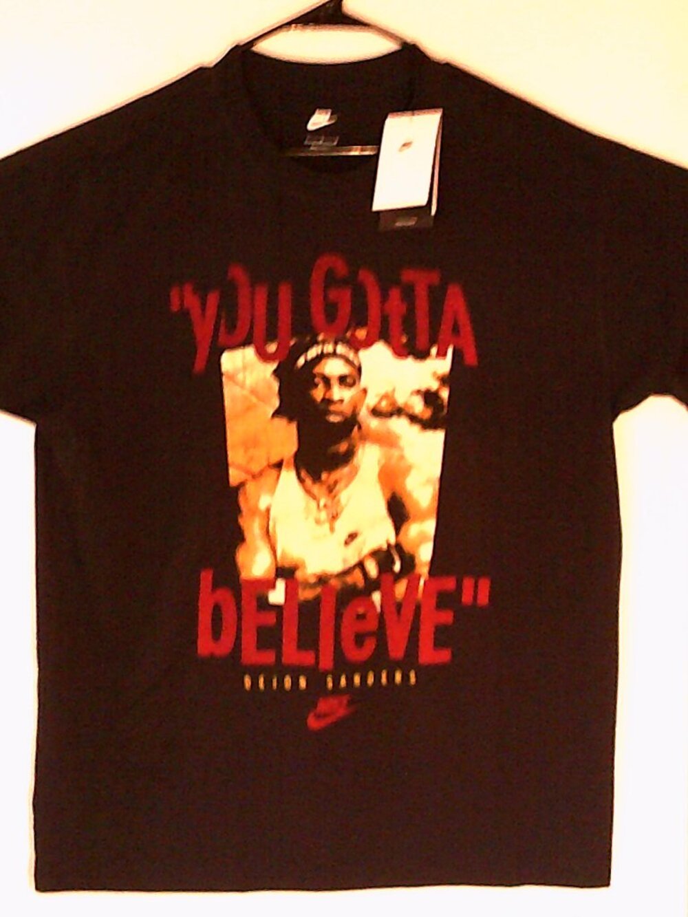 NEW NIKE NSW "Deion Sanders Believe MAX90 Tee" MEN'S BLACK T-SHIRT L IU1696-010